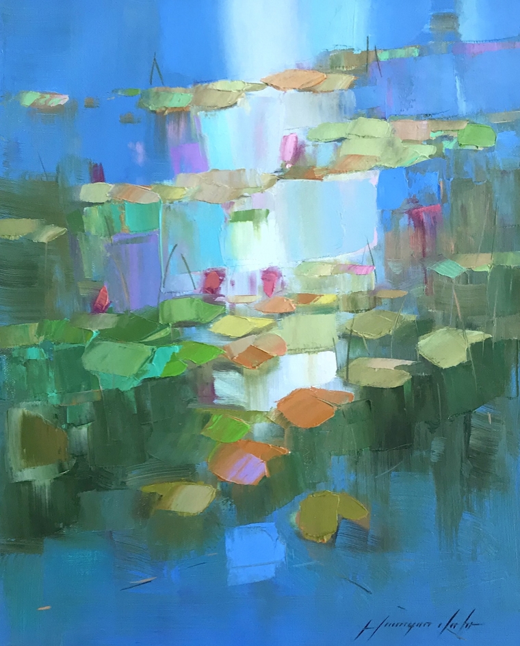 Waterlilies, Original oil Painting, Handmade artwork, One of a Kind          